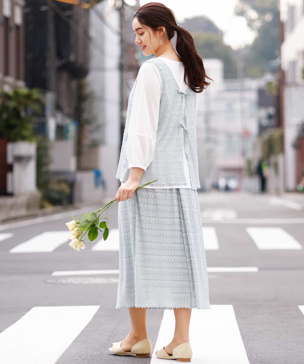 OLHEM04090 eur3(エウルキューブ) 【大きいサイズ】ナチュラルテイスト！大人可愛いレーススカート グリーン