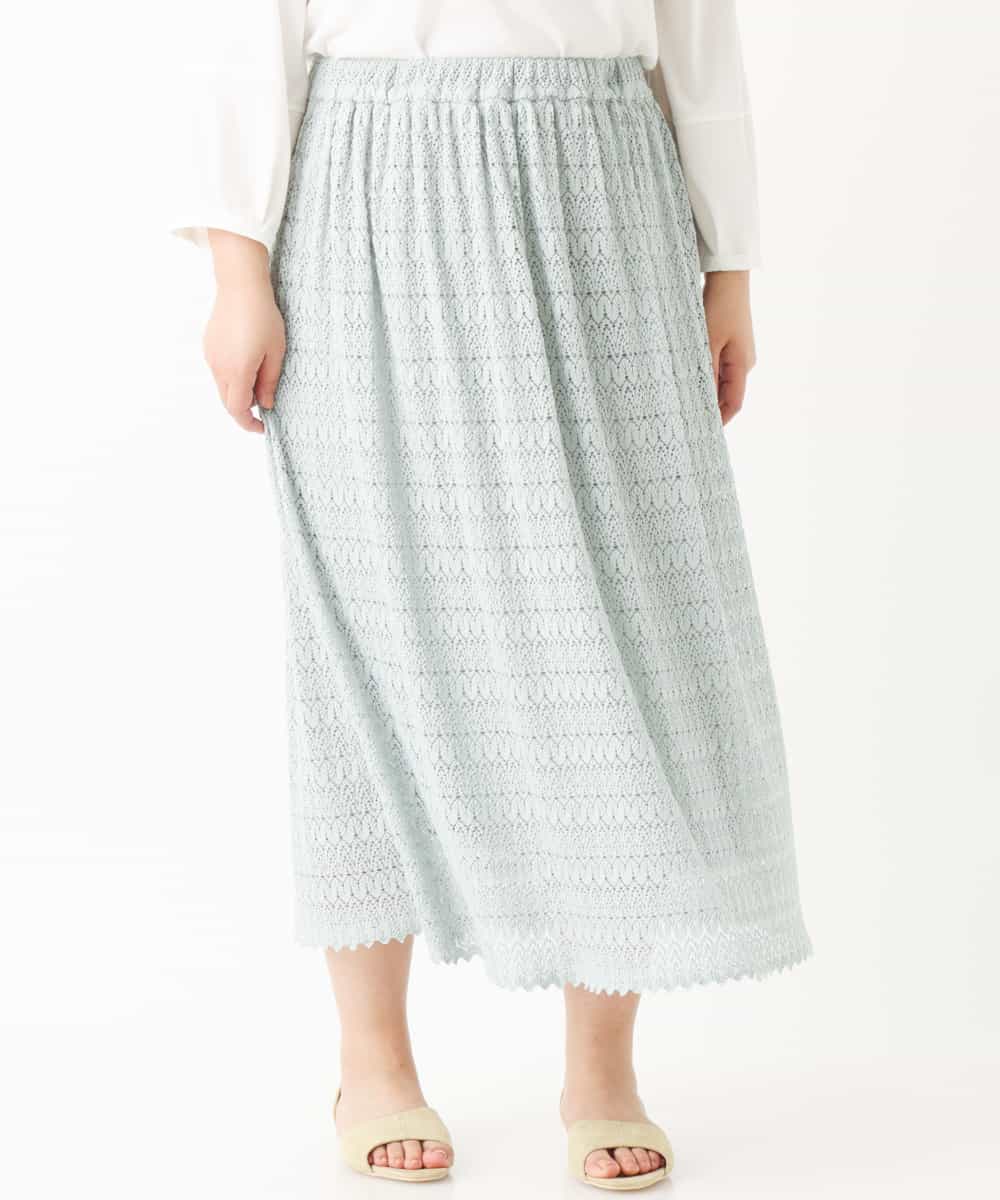 OLHEM04090 eur3(エウルキューブ) 【大きいサイズ】ナチュラルテイスト！大人可愛いレーススカート グリーン