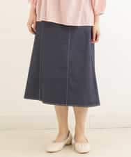 OLHEP04090 eur3(エウルキューブ) 【大きいサイズ】デニム調Aラインスカート ネイビー(57)