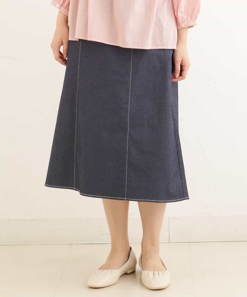 OLHEP04090 eur3(エウルキューブ) 【大きいサイズ】デニム調Aラインスカート ネイビー(57)