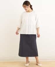 OLHEP04090 eur3(エウルキューブ) 【大きいサイズ】デニム調Aラインスカート ネイビー(57)