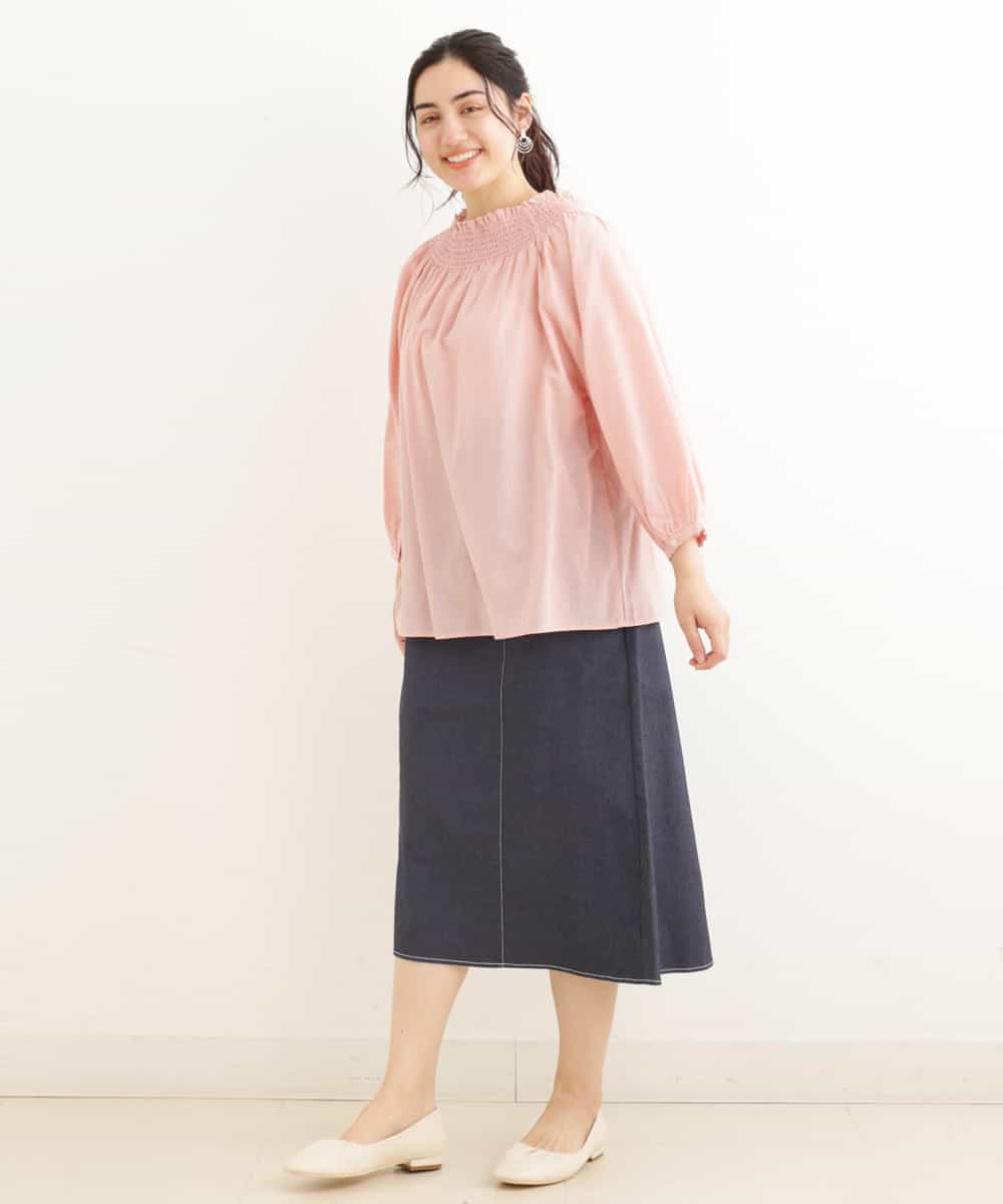 OLHEP04090 eur3(エウルキューブ) 【大きいサイズ】デニム調Aラインスカート ネイビー(57)