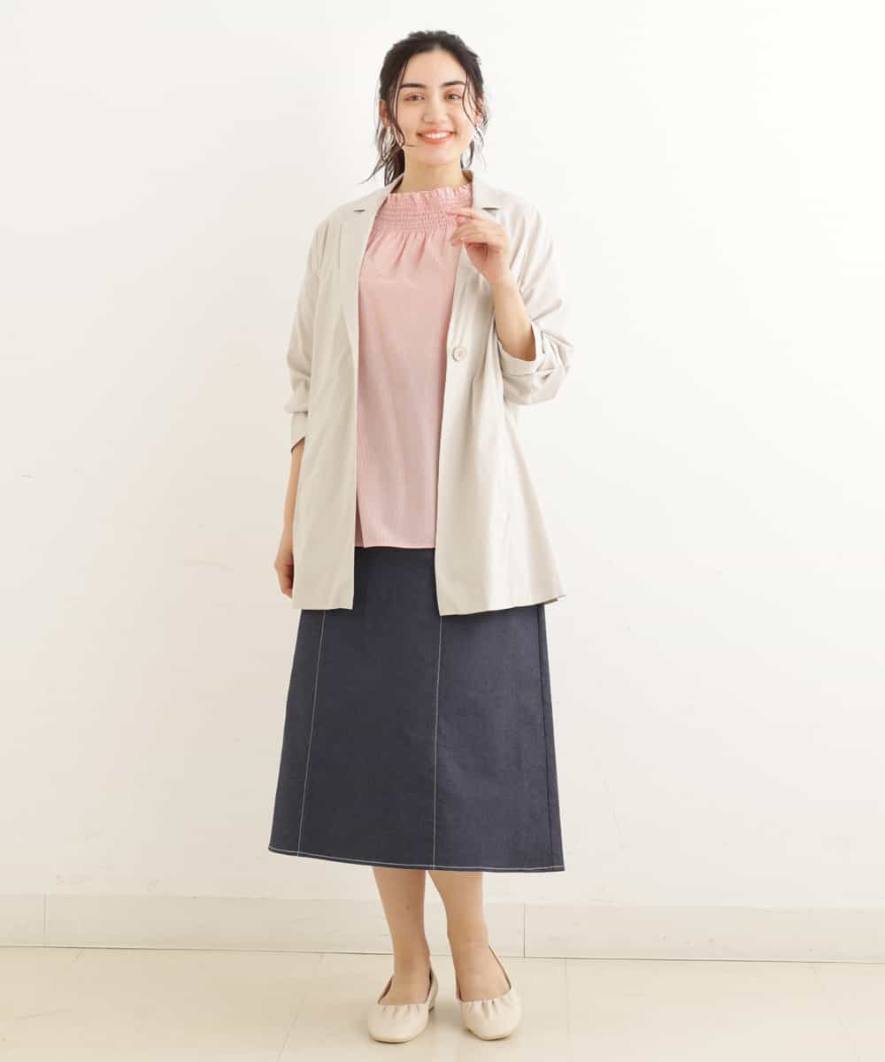 OLHEP04090 eur3(エウルキューブ) 【大きいサイズ】デニム調Aラインスカート ネイビー(57)