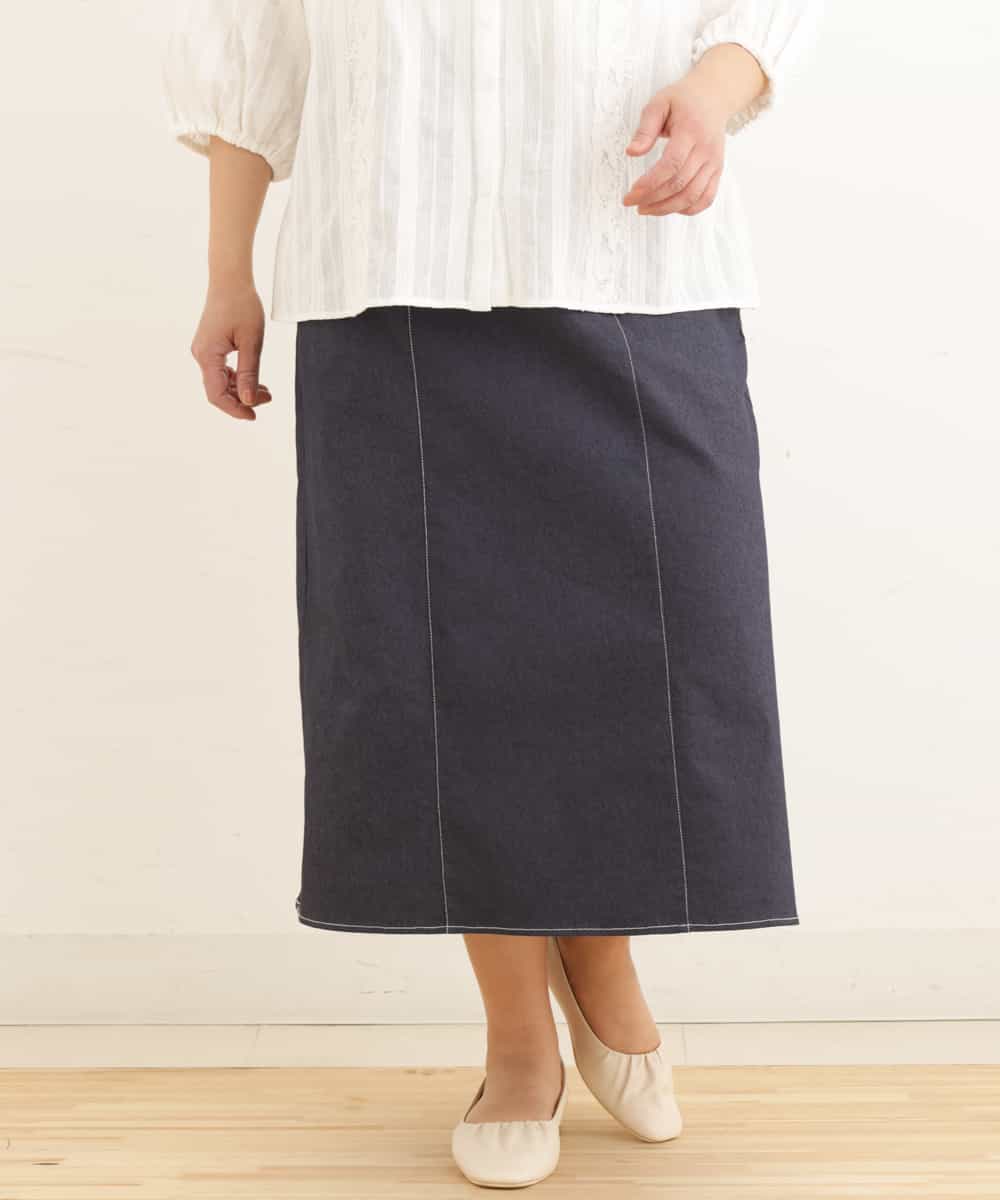 OLHEP04090 eur3(エウルキューブ) 【大きいサイズ】デニム調Aラインスカート ネイビー(57)