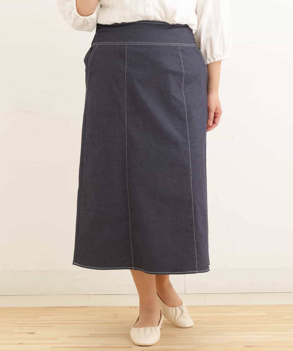 OLHEP04090 eur3(エウルキューブ) 【大きいサイズ】デニム調Aラインスカート ネイビー(57)