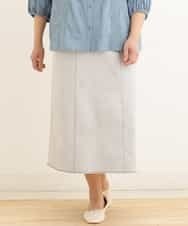 OLHEP04090 eur3(エウルキューブ) 【大きいサイズ】デニム調Aラインスカート ライトグレー(91)