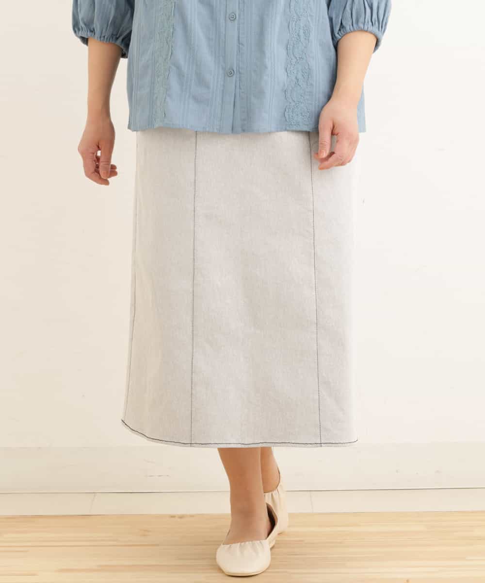 OLHEP04090 eur3(エウルキューブ) 【大きいサイズ】デニム調Aラインスカート ライトグレー(91)