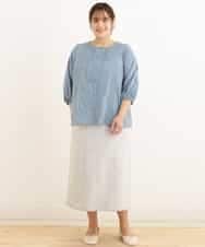 OLHEP04090 eur3(エウルキューブ) 【大きいサイズ】デニム調Aラインスカート ライトグレー(91)