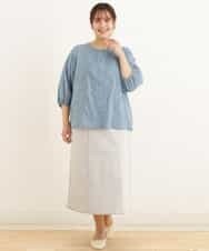 OLHEP04090 eur3(エウルキューブ) 【大きいサイズ】デニム調Aラインスカート ライトグレー(91)