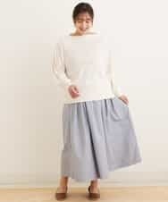 OLHEP11090 eur3(エウルキューブ) 【大きいサイズ】張り感シンプルロングスカート ライトブルー(50)