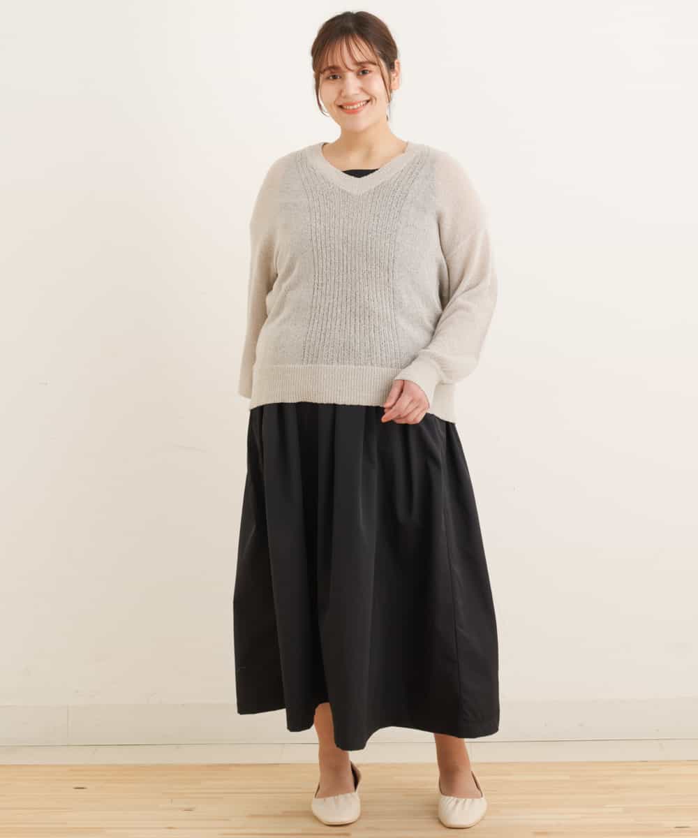 OLHEP11090 eur3(エウルキューブ) 【大きいサイズ】張り感シンプルロングスカート ブラック(94)