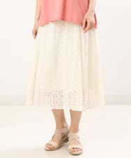 OLHES03120 eur3(エウルキューブ) 【大きいサイズ】幾何学柄レーススカート アイボリー(80)