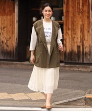 OLHES03120 eur3(エウルキューブ) 【大きいサイズ】幾何学柄レーススカート アイボリー(80)