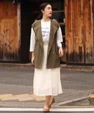 OLHES03120 eur3(エウルキューブ) 【大きいサイズ】幾何学柄レーススカート アイボリー(80)