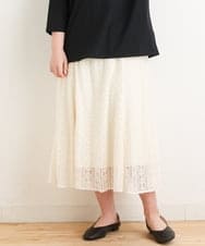 OLHES03120 eur3(エウルキューブ) 【大きいサイズ】幾何学柄レーススカート アイボリー(80)