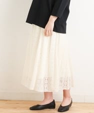 OLHES03120 eur3(エウルキューブ) 【大きいサイズ】幾何学柄レーススカート アイボリー(80)