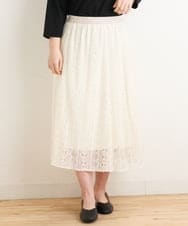 OLHES03120 eur3(エウルキューブ) 【大きいサイズ】幾何学柄レーススカート アイボリー(80)