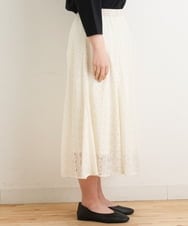 OLHES03120 eur3(エウルキューブ) 【大きいサイズ】幾何学柄レーススカート アイボリー(80)