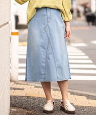 OLHES07100 eur3(エウルキューブ) 【大きいサイズ】ストレッチデニムスカート ライトブルー(50)