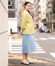 OLHES07100 eur3(エウルキューブ) 【大きいサイズ】ストレッチデニムスカート ライトブルー(50)