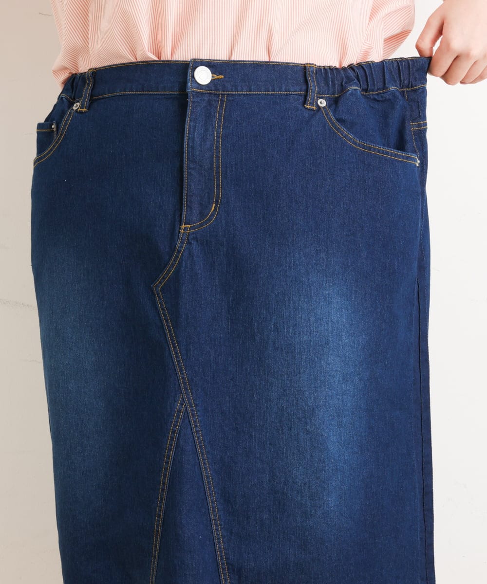 OLHES07100 eur3(エウルキューブ) 【大きいサイズ】ストレッチデニムスカート ネイビー(57)