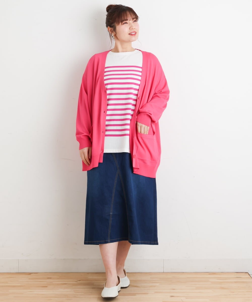 OLHES07100 eur3(エウルキューブ) 【大きいサイズ】ストレッチデニムスカート ネイビー(57)