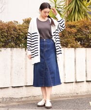 OLHES07100 eur3(エウルキューブ) 【大きいサイズ】ストレッチデニムスカート ネイビー(57)