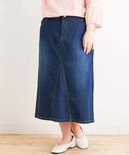 OLHES07100 eur3(エウルキューブ) 【大きいサイズ】ストレッチデニムスカート ネイビー(57)
