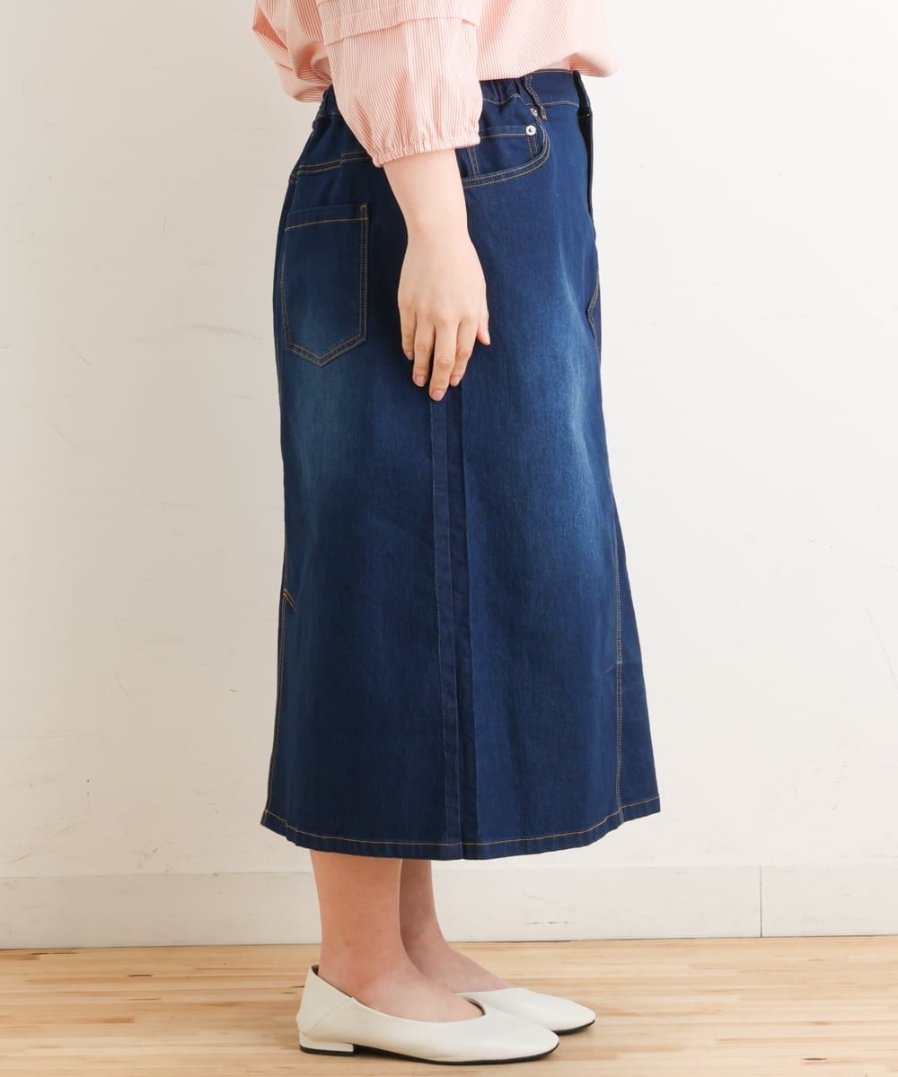 OLHES07100 eur3(エウルキューブ) 【大きいサイズ】ストレッチデニムスカート ネイビー(57)