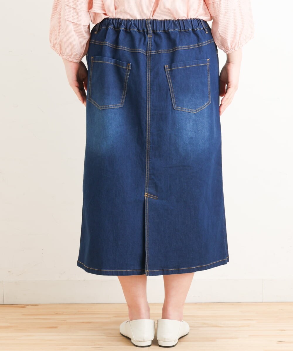 OLHES07100 eur3(エウルキューブ) 【大きいサイズ】ストレッチデニムスカート ネイビー(57)