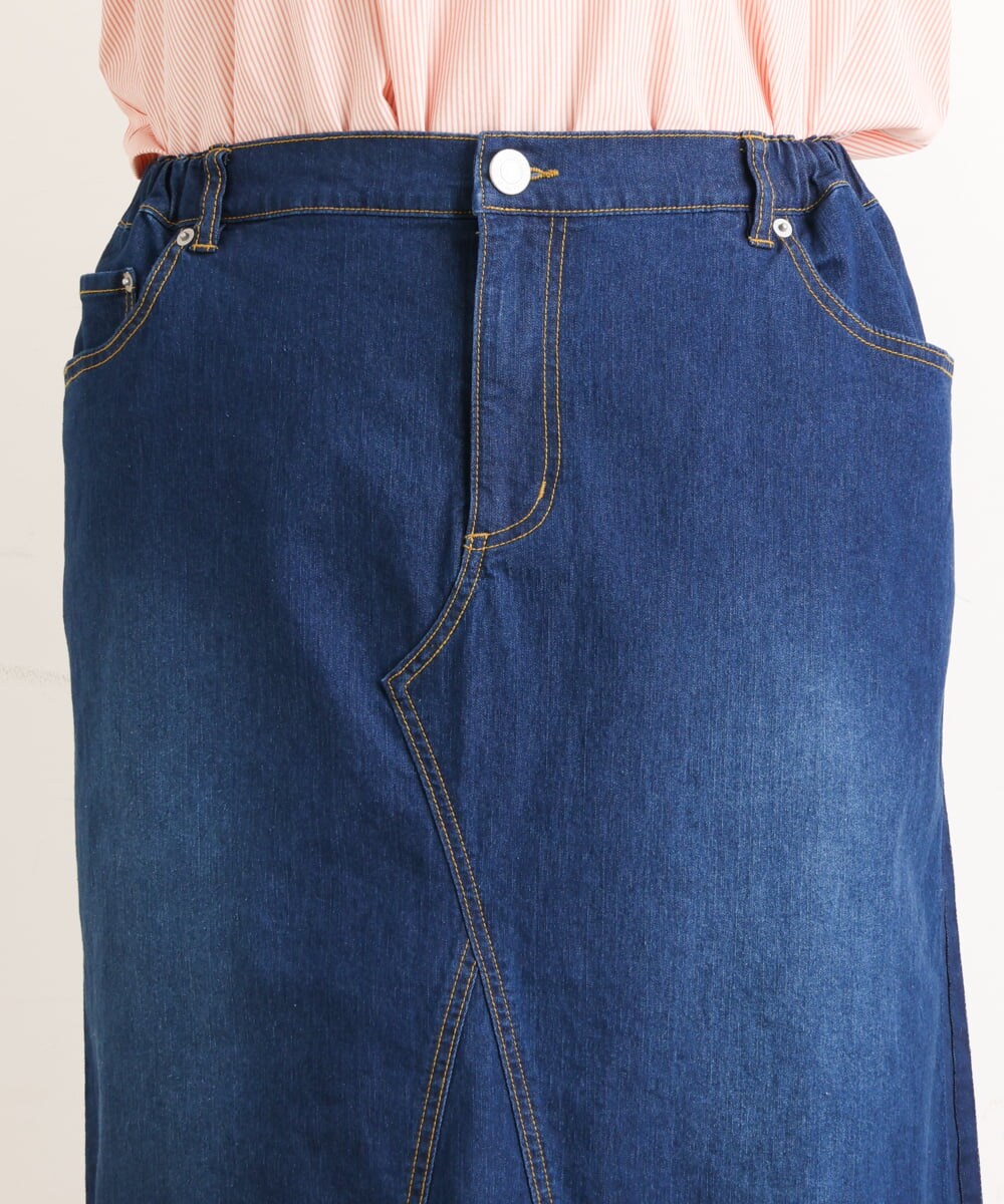 OLHES07100 eur3(エウルキューブ) 【大きいサイズ】ストレッチデニムスカート ネイビー(57)