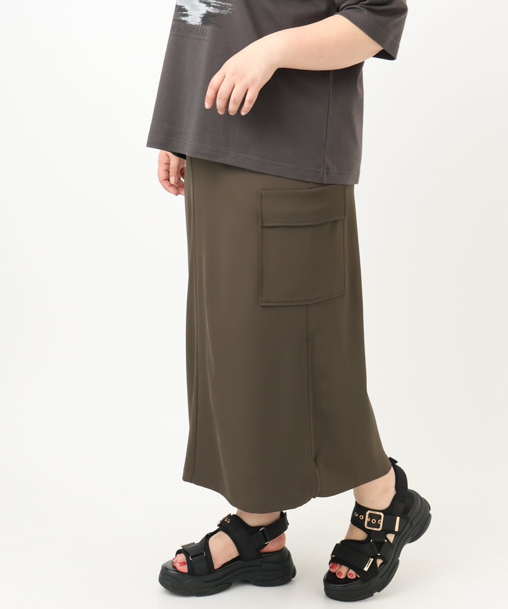 OLHFA09129 eur3(エウルキューブ) 【大きいサイズ】カーゴスカート カーキ(36)
