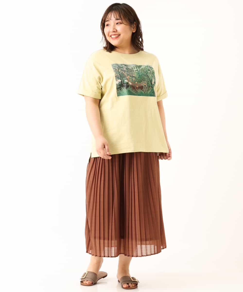 OLHFM08090 eur3(エウルキューブ) 【大きいサイズ】シアープリーツスカート ブラウン(87)