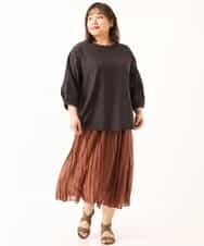 OLHFM08090 eur3(エウルキューブ) 【大きいサイズ】シアープリーツスカート ブラウン(87)