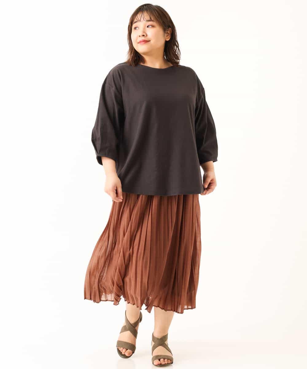 OLHFM08090 eur3(エウルキューブ) 【大きいサイズ】シアープリーツスカート ブラウン(87)