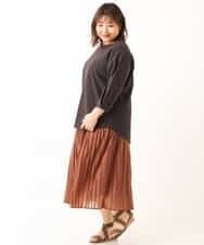 OLHFM08090 eur3(エウルキューブ) 【大きいサイズ】シアープリーツスカート ブラウン(87)