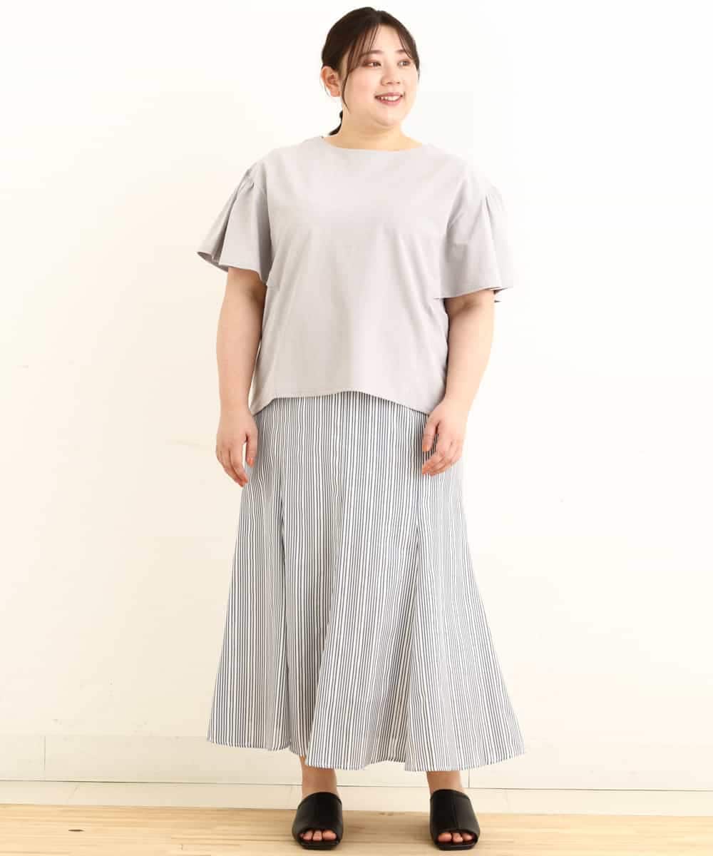 OLHFP05090 eur3(エウルキューブ) 【大きいサイズ】ストライプ柄マーメイドスカート ネイビー(57)