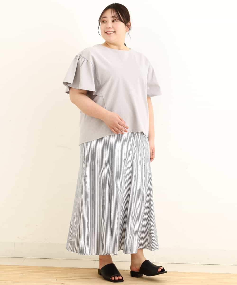 OLHFP05090 eur3(エウルキューブ) 【大きいサイズ】ストライプ柄マーメイドスカート ネイビー(57)