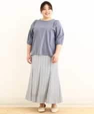 OLHFP05090 eur3(エウルキューブ) 【大きいサイズ】ストライプ柄マーメイドスカート ネイビー(57)