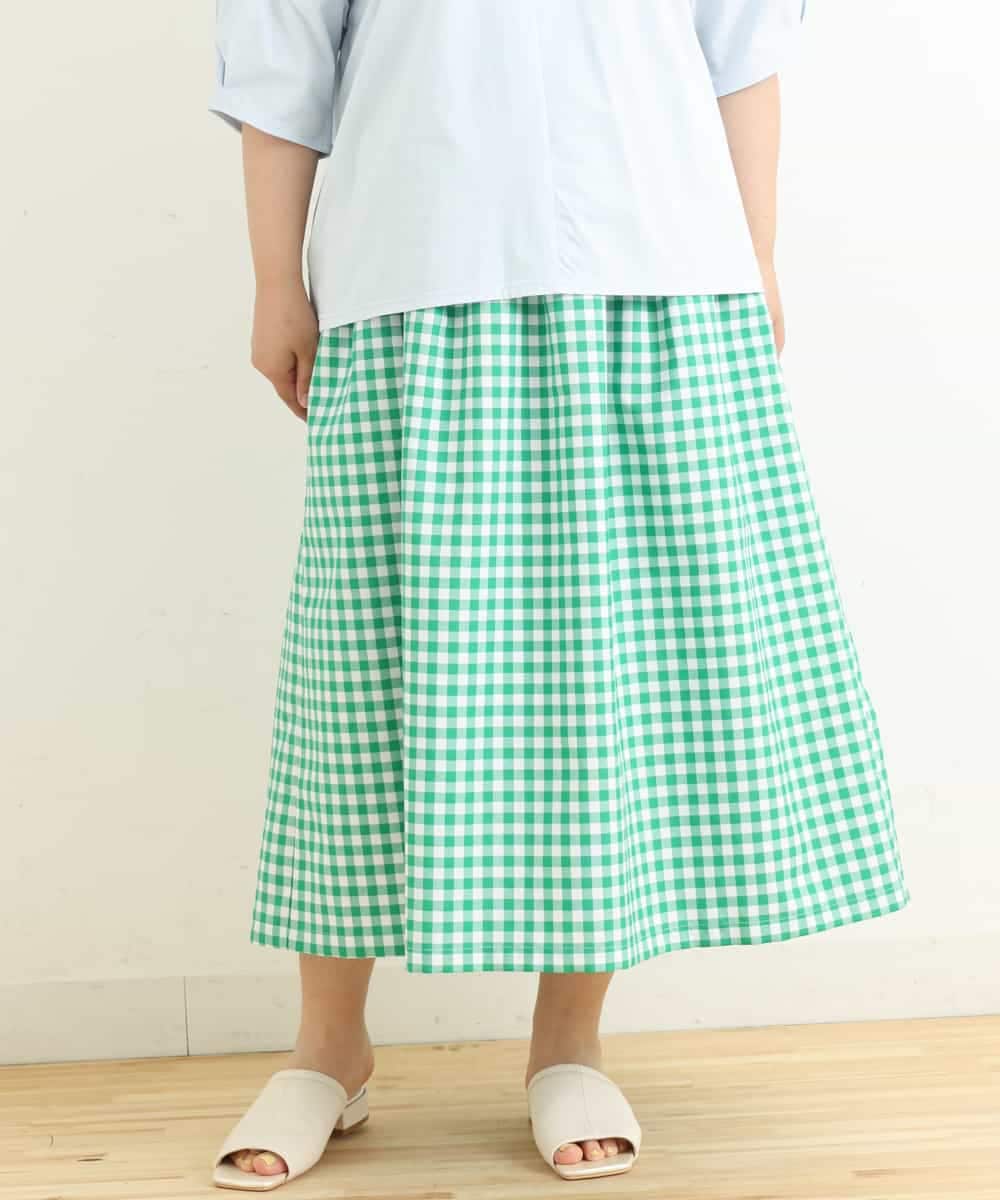 OLHFP06080 eur3(エウルキューブ) 【大きいサイズ】ギンガムチェックフレアースカート グリーン(35)