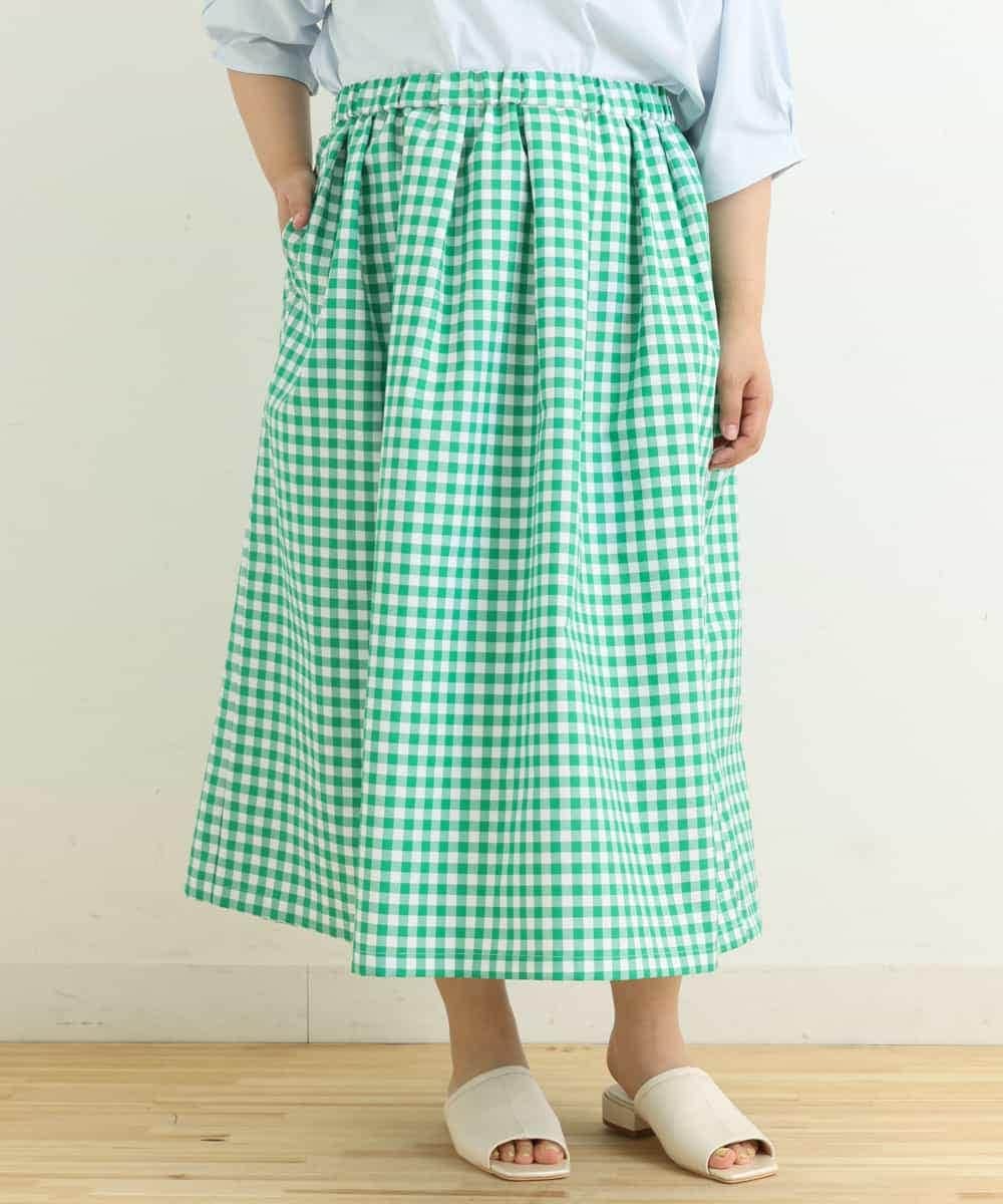 OLHFP06080 eur3(エウルキューブ) 【大きいサイズ】ギンガムチェックフレアースカート グリーン(35)