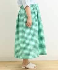 OLHFP06080 eur3(エウルキューブ) 【大きいサイズ】ギンガムチェックフレアースカート グリーン(35)