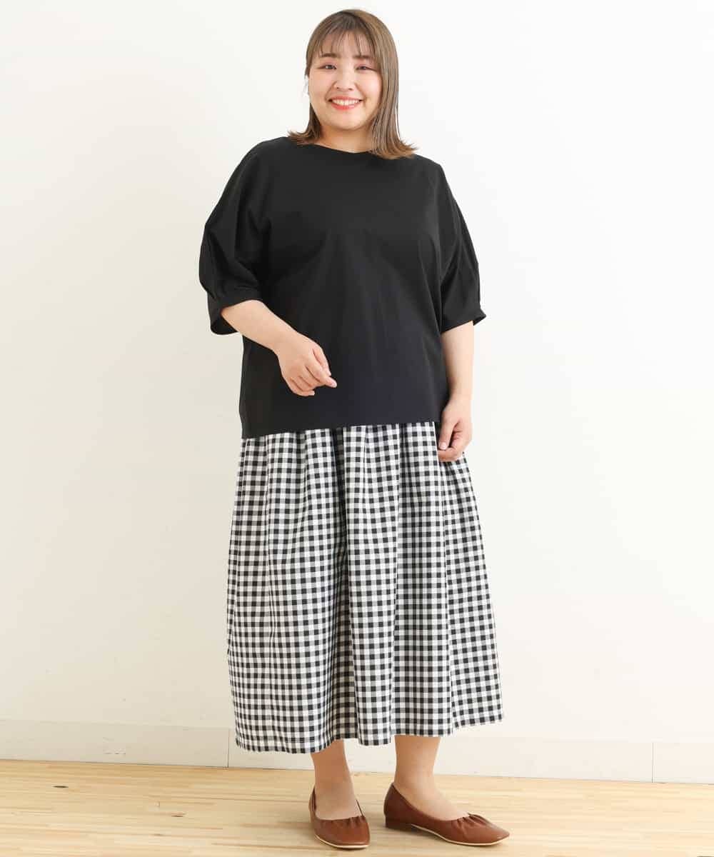 OLHFP06080 eur3(エウルキューブ) 【大きいサイズ】ギンガムチェックフレアースカート ブラック(94)