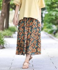 OLHGA12119 eur3(エウルキューブ) 【大きいサイズ】エキゾチックフラワープリントスカート グリーン(35)