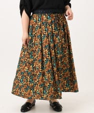 OLHGA12119 eur3(エウルキューブ) 【大きいサイズ】エキゾチックフラワープリントスカート グリーン(35)