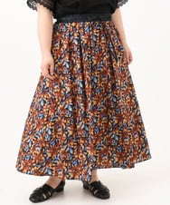OLHGA12119 eur3(エウルキューブ) 【大きいサイズ】エキゾチックフラワープリントスカート ブルー(55)