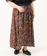 OLHGA12119 eur3(エウルキューブ) 【大きいサイズ】エキゾチックフラワープリントスカート ブルー(55)