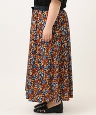 OLHGA12119 eur3(エウルキューブ) 【大きいサイズ】エキゾチックフラワープリントスカート ブルー(55)