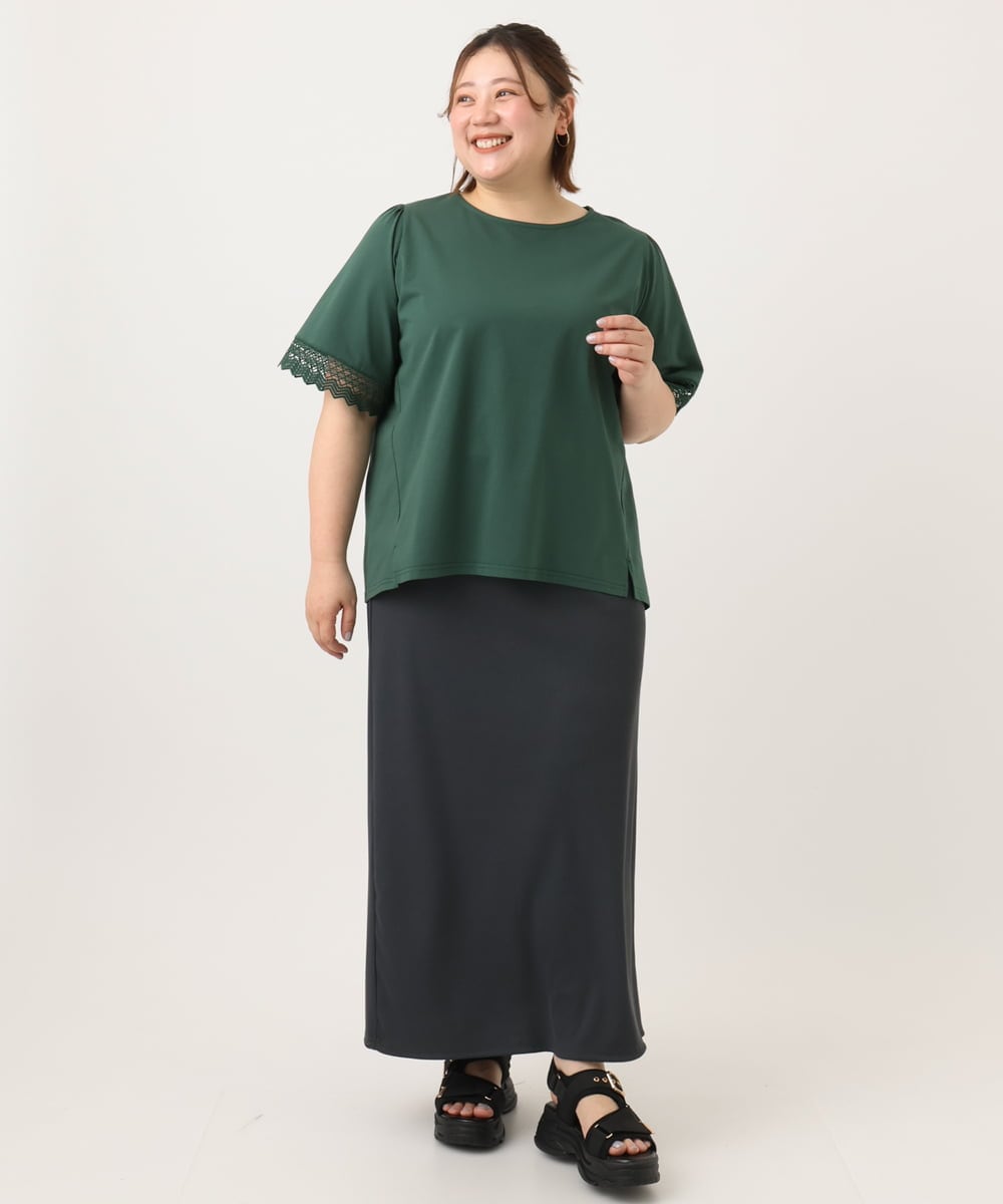 OLHGA13089 eur3(エウルキューブ) 【追加販売】【大きいサイズ】リブカットタイトスカート ダークグレー(93)