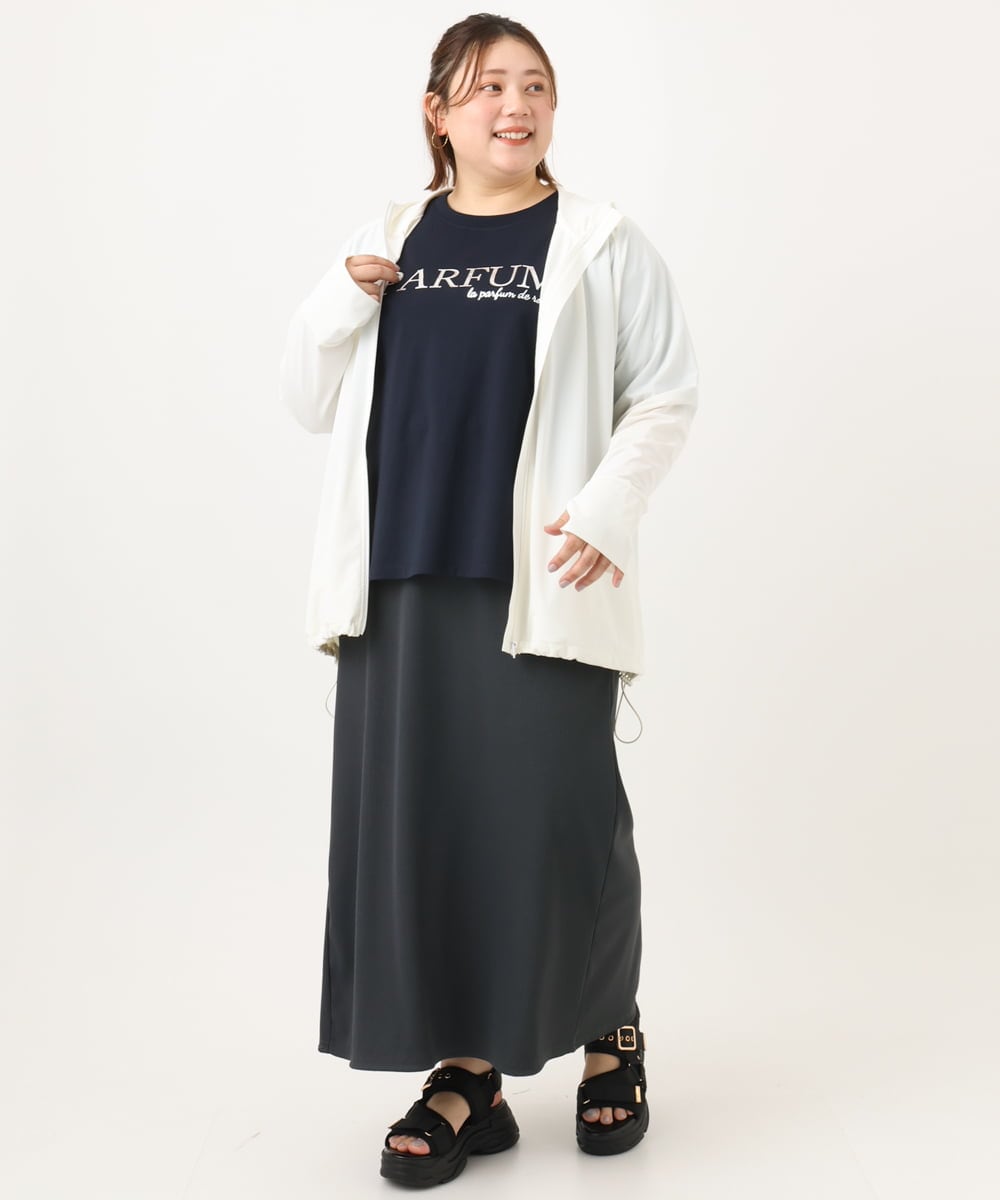 OLHGA13089 eur3(エウルキューブ) 【追加販売】【大きいサイズ】リブカットタイトスカート ダークグレー(93)